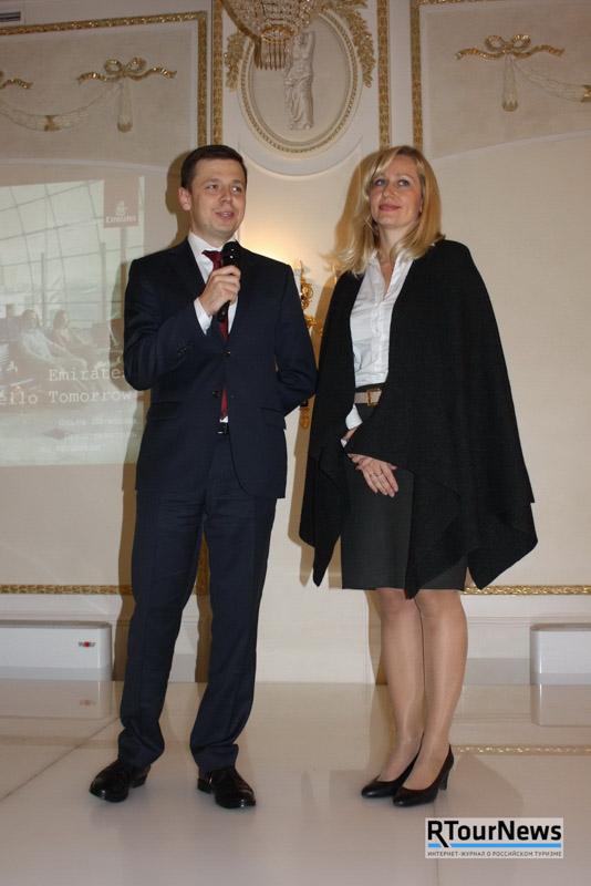 Егор Плахов, директор представительства Emirates в России и Ольга Логинова представитель по продажам в Санкт-Петербурге